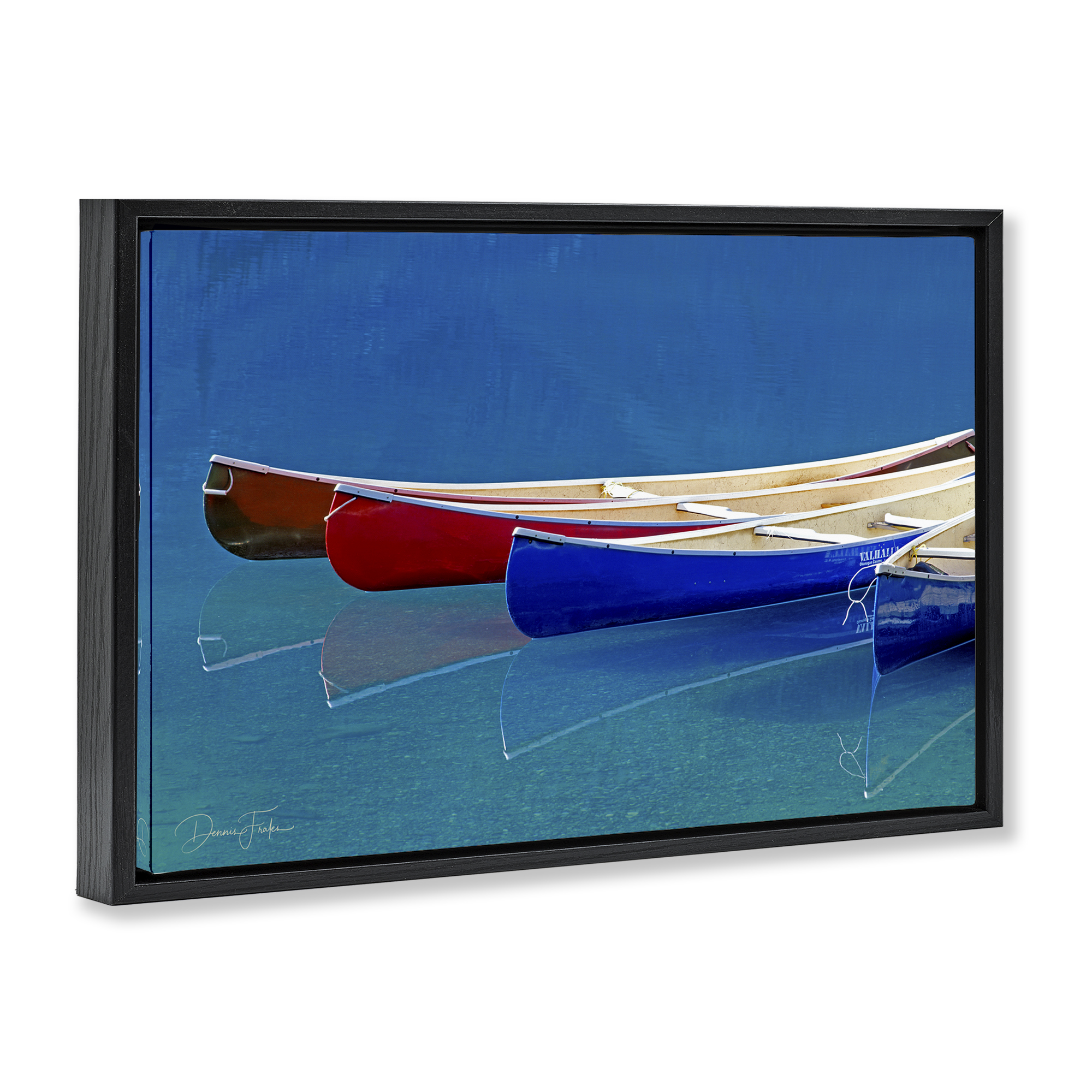 Stupell Industries Various Canoe Boats Transportation Photography Black Floater Framed Canvas Art Print Wall Art, 25 x 17