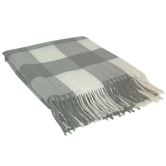 Flannel Throw Blanket Couch Grey Plaid Soft Farmhouse Throws Decorative Cotton EXULTIMATE