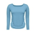 thumbnail image 7 of Women's Square Neck Shirts Long Sleeve Ribbed Knit Slim Fitted Casual Basic Tee Shirts Fall 2025 Fashion Tops (2XL, Light Blue), 7 of 7