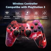 ISHAKO Wireless Controller Compatible with PS3/PC, Dual Vibration, Motion Sensor - Galaxy Red