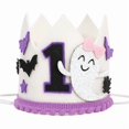 thumbnail image 1 of wonima44 ZZDCMS Ghost 1st Birthday Crown - Halloween Spooky One Birthday Decorations,Halloween Party Crown With Spooky Bats,Little Ghost Smash Cake Photo Props,Halloween Spooky First Birthday Hat, 1 of 1