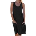 thumbnail image 2 of ICHUANYI Clearance Fashion Women Loose Summer Solid Pocket Sleeveless Beach Dress(Black, M) ICHUANYI WER2023080812383, 2 of 5