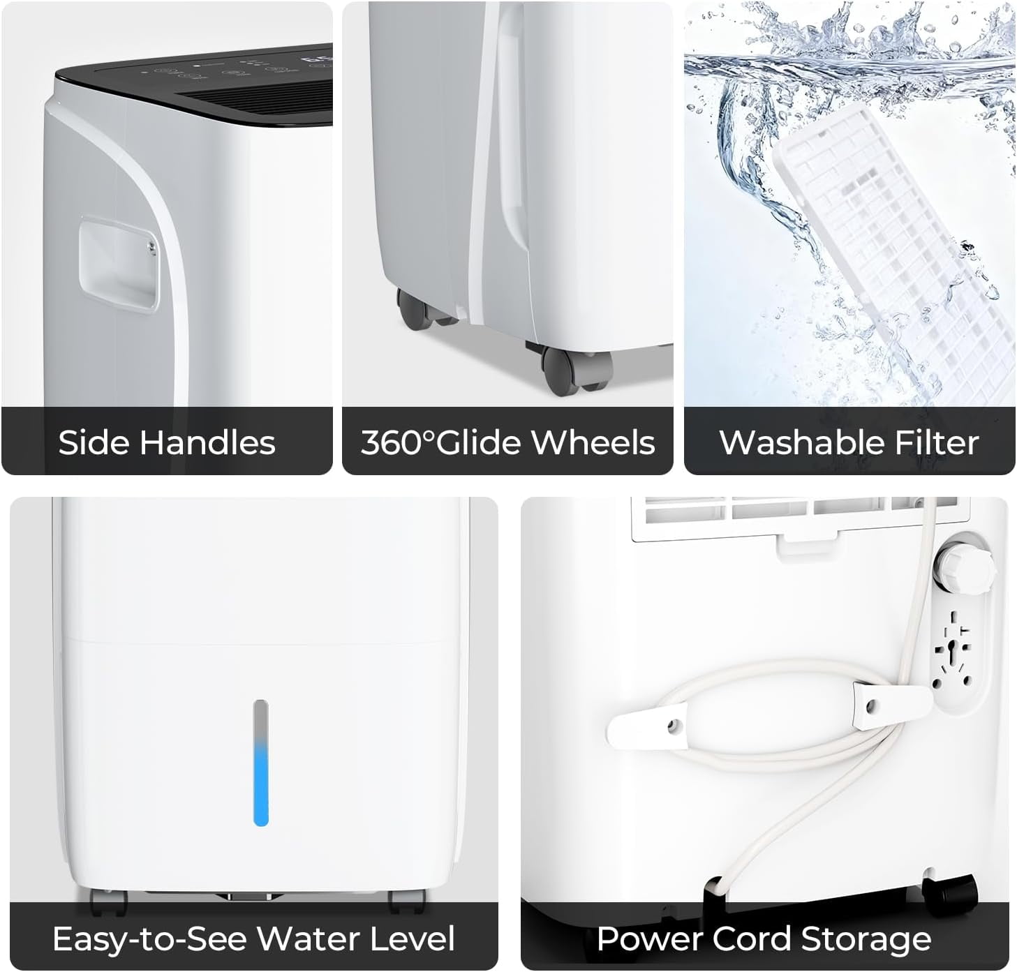 80 Pint Dehumidifier for Basement and Home, Covers up to 3000 Sq. Ft Rooms, High-Efficiency Compressor Dehumidifier with Drain Hose and 1.05 Gallons Water Tank, Auto Shut-Off, 24HR Timer