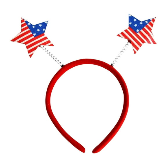 RoamHome Patriotic Independence Day Headbands - 6 Pack USA Flag Hair Bands for Women Men Kids, Comfortable Plastic Party Headbands for 4th of July, Festivals & Parades(Red White Blue)