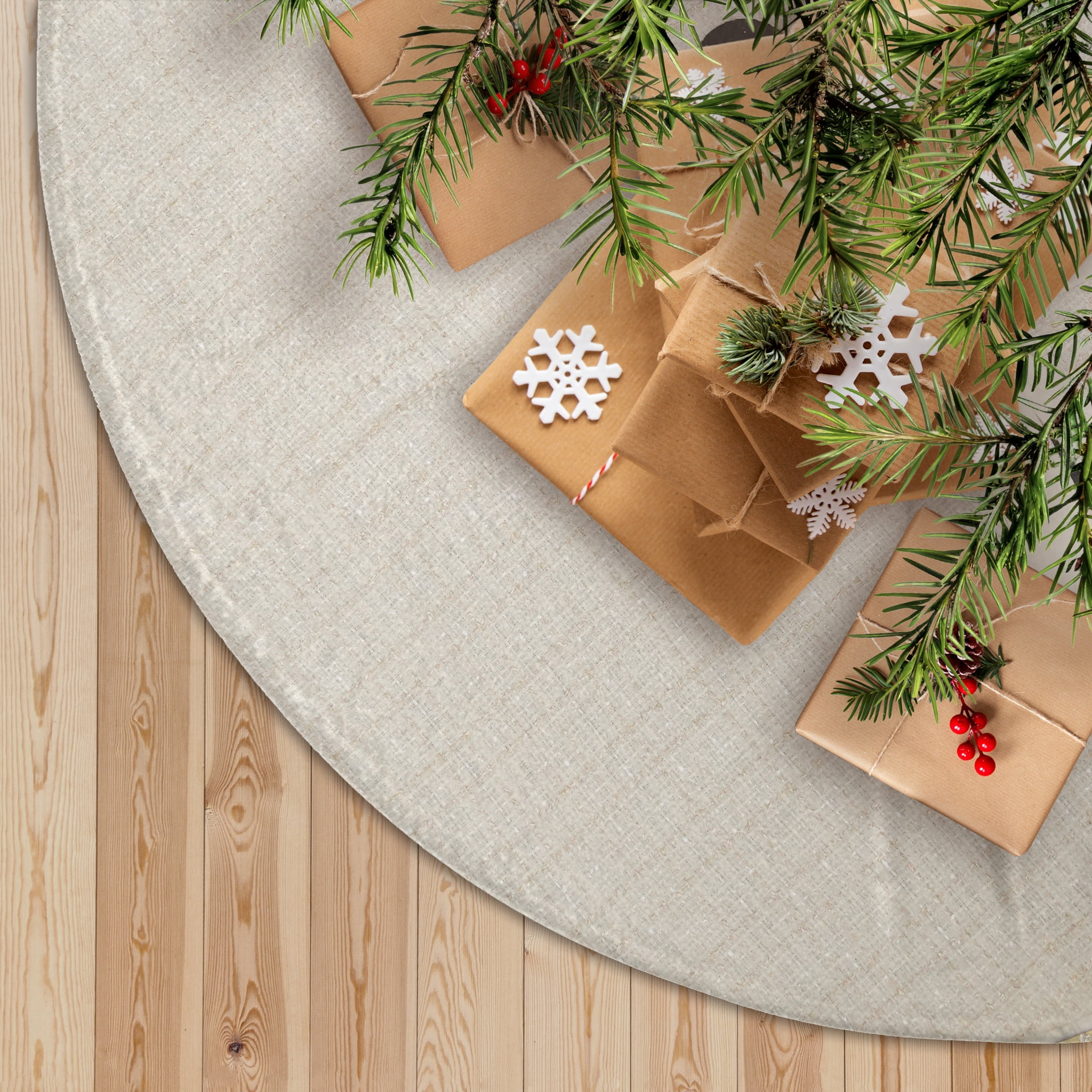 White Tweed Christmas Tree Skirt, 56", by My Texas House