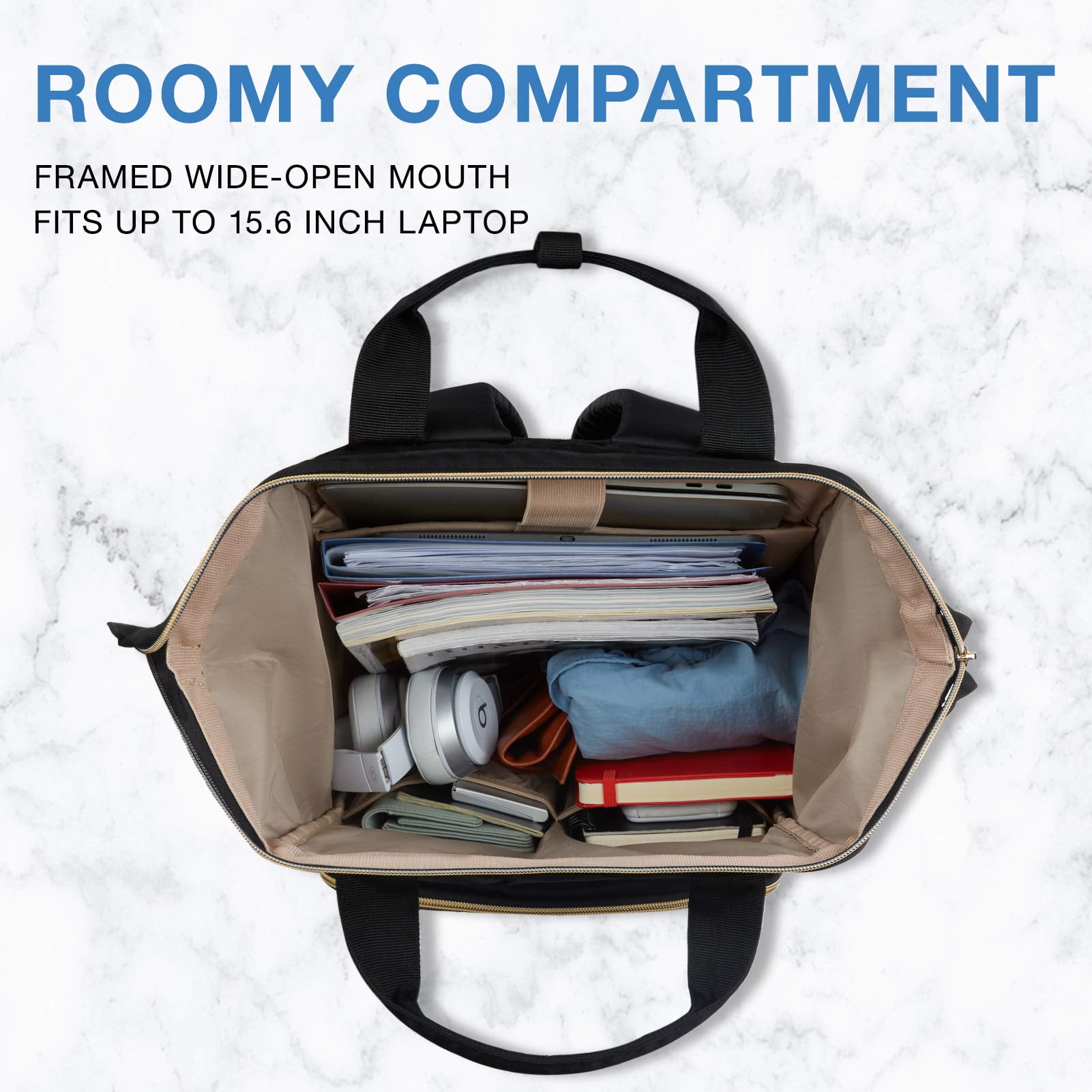 BAGSMART 17" Laptop Backpack for Unisex Adults, College Bookbag Business Computer Casual Daypack for Work Trip Commuter, Black