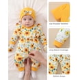 thumbnail image 2 of KIMI BEAR Newborn Baby Girl Layette Set 0-3 Months Shower Gift Sets 4 Packs Romper Pants Sets Long Sleeves Short Sleeves Floral Bodysuit with Hat Gloves 10pcs Yellow, 2 of 7