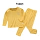 thumbnail image 5 of Guardurnaity Ropa interior térmica para niños, manga larga elástica, cuello , Otoño Invierno, oficina, escuela, exterior, Tops cálidos, traje Pijama Amarillo 160cm, 5 of 6