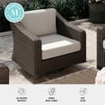 thumbnail image 4 of Martha Stewart Set of 2 Indoor-Outdoor Patio Chairs in Brown Rattan Wicker with 360° Swivel and Tan All-Weather Cushions, 4 of 11