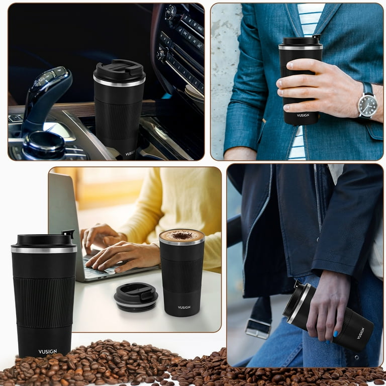 510ML Stainless Steel Car Coffee Cup Leakproof Insulated Thermal Thermos  Cup Car Portable Travel Coffee Mug Dark Blue 