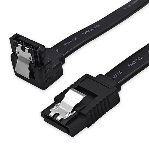 QIANJIA 1-Pack 18 Inch SATA III Cable 6Gbps, 180-180 Degree Straight SATA Data Cable, Black 7-Pin Latching Cord for HDD SSD CD/DVD Drive PC Internal Use