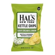 Hal's New York Kettle Cooked Potato Chips, Gluten Free, 2oz (Sour Cream & Onion, Pack of 6)
