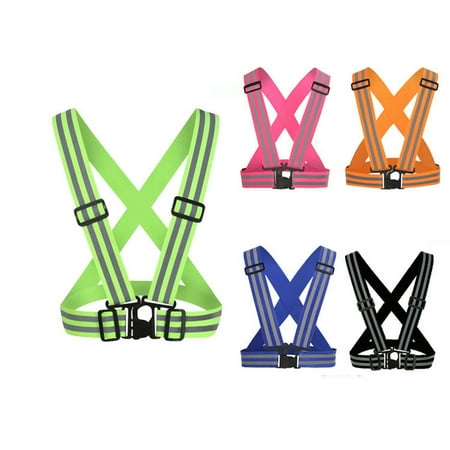 

Wide High Visibility Safety Reflective Vest Adjustable Elastic for Running Construction Cycling Walking
