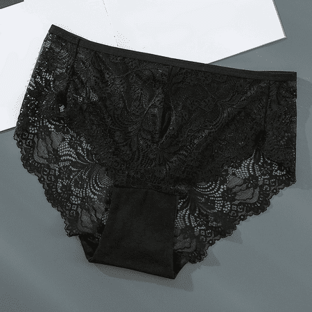 Fulorrnie Underwear for Women Plus Size High Waist Breathable Comfort Panties Cute Briefs Elastic Panty  Black  4