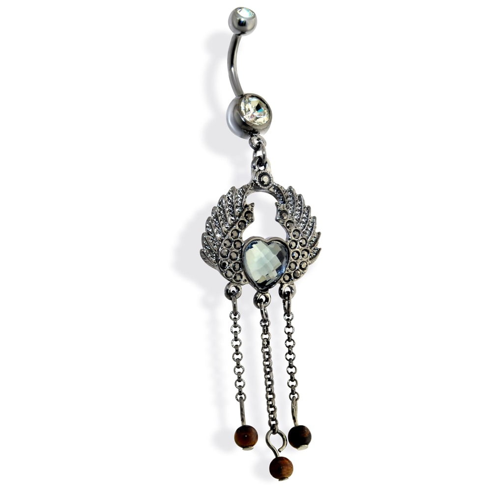 14G Flower Vintage Hematite with Gem Inspiration Dezigns Navel Ring Sold by Piece 14G Flower Vintage Hematite with Gem Inspiration Dezigns Navel Ring Sold by Piece