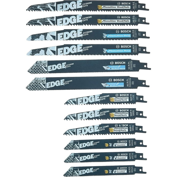 Bosch Genuine 12 pc. Edge Pro-Demo Reciprocating Saw Blade Set - RDM012