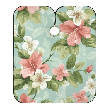 "Hair-Resistant" Barber Cape: Your Shield Against Stray Strands. Pink Green White Floral
