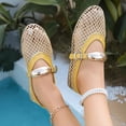 thumbnail image 4 of Xucatan Trendy Women's Open-Toe Fishnet Flats with Buckle Strap, Breathable Mesh Vintage Mary Janes with Padded Insole, Non-Slip Flexible Sole Lightweight Walking Shoes for Daily Spring Outfits Gift, 4 of 7
