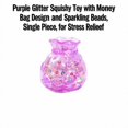 thumbnail image 2 of Purple Glitter Squishy Toy with Money Bag Design and Sparkling Beads, Single Piece, for Relaxation, 2 of 3