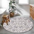 thumbnail image 4 of Haze Blue Leaf Large Area Rugs for Bedroom Living Room, Soft Non Slip Carpet Bedside Rug, Retro Farmhouse Plant Floral Branch Round Floor Cover Kitchen Accent Rug 3' for Dining Room/Office, 4 of 9