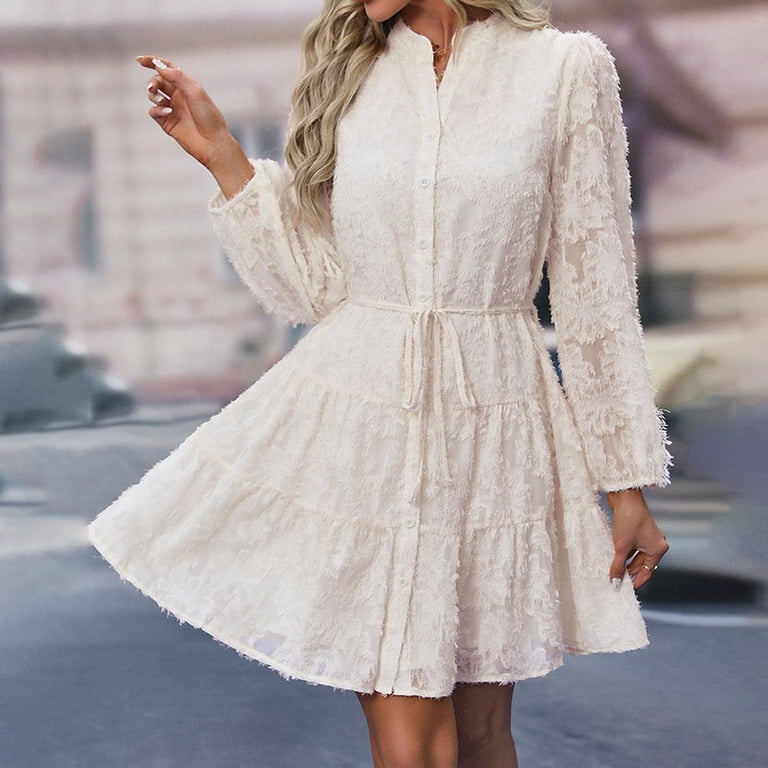 long sleeve flowy boho dress Summer Flowy Boho A-line V back Chiffon Long Sleeve Wedding Dress with  Sleeves
