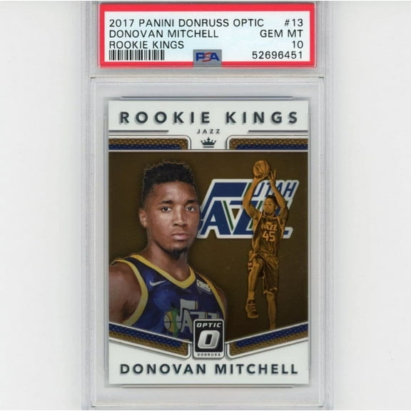 Graded 2017-18 Panini Donruss Optic Donovan Mitchell #13 Rookie Kings RC Basketball Card PSA 10 Gem Mint