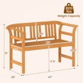 thumbnail image 3 of Natural Acacia Wood 2 Person Outdoor Bench 47×20×31 Inch Patio Loveseat with Geometric Backrest 800 LBS Capacity, 3 of 10