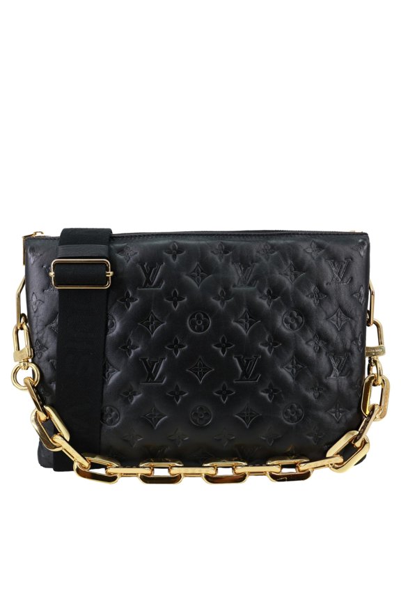 Pre-Owned Louis Vuitton Coussin MM Monogram Embossed Leather Shoulder Bag Black