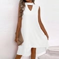 thumbnail image 6 of Dolkfu White Summer&Fall Dresses for Women 2026 Refined V-Neck Sleeveless Mid-Length Shift Dresses Solid Modern Relaxed Fit Romance Dresses White,M, 6 of 6