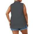 thumbnail image 4 of Plus Size Sleeveless Tops for Women 2X Casual Polo Tank Trendy V Neck Tunics Dark Grey, 4 of 6