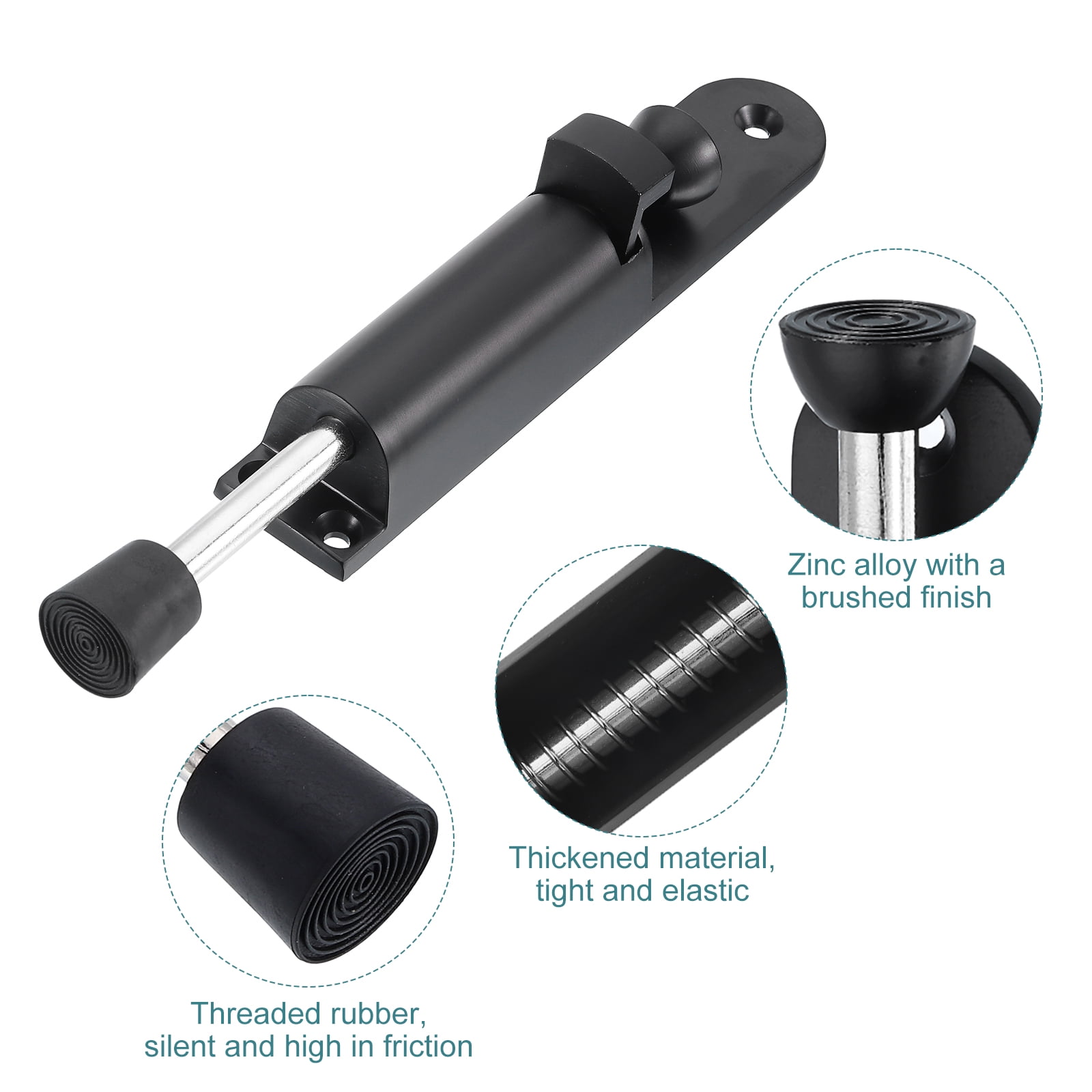 Uxcell 2 Pack Kickdown Door Stop, Spring Loaded Telescopic Door Stopper, Adjustable Door Locks Holder for Distance From the Ground 45mm/1.77", Black