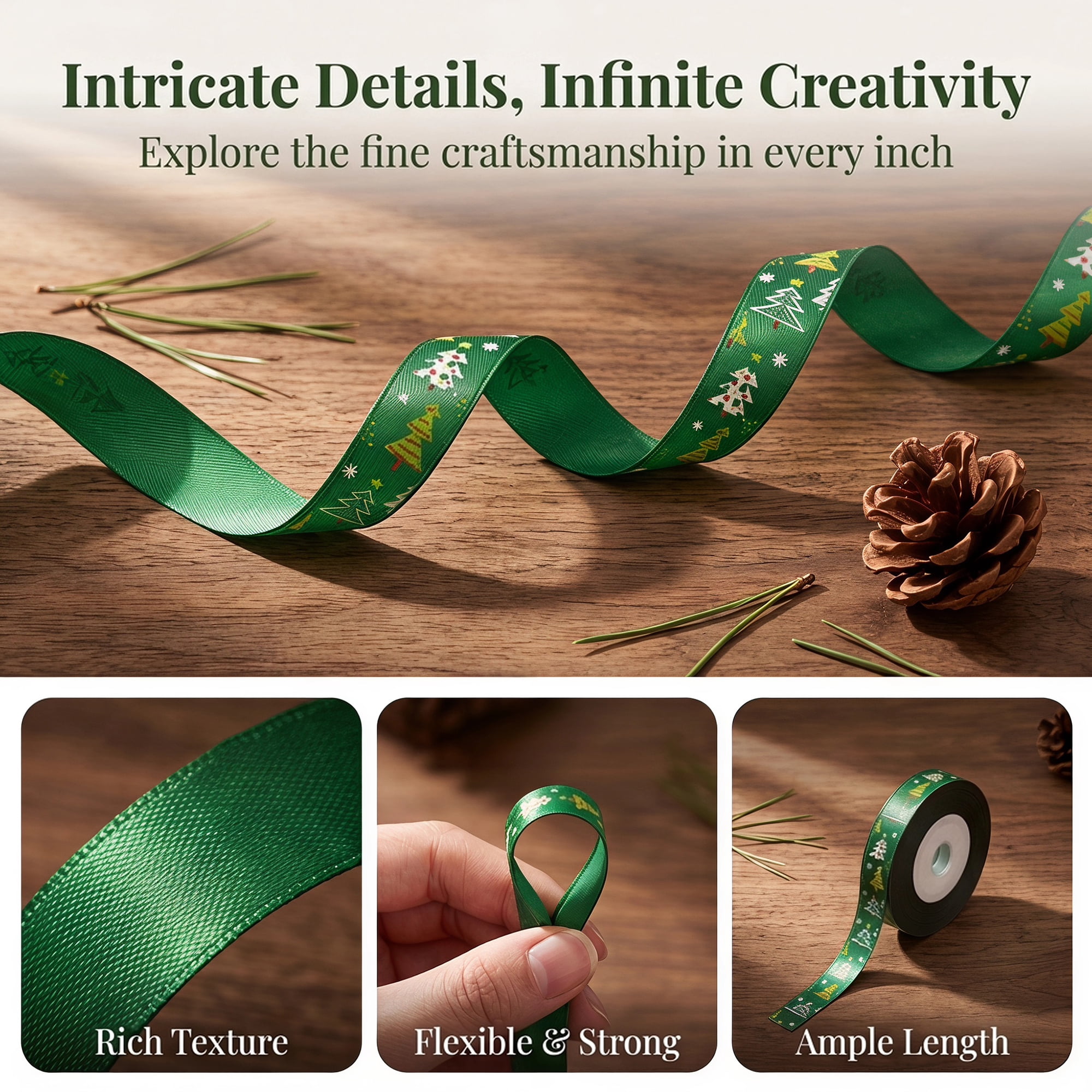 Unique Bargains Vibrant Cartoon Ribbon for Gift Wrapping Green Tree Pattern 5.5 Yard