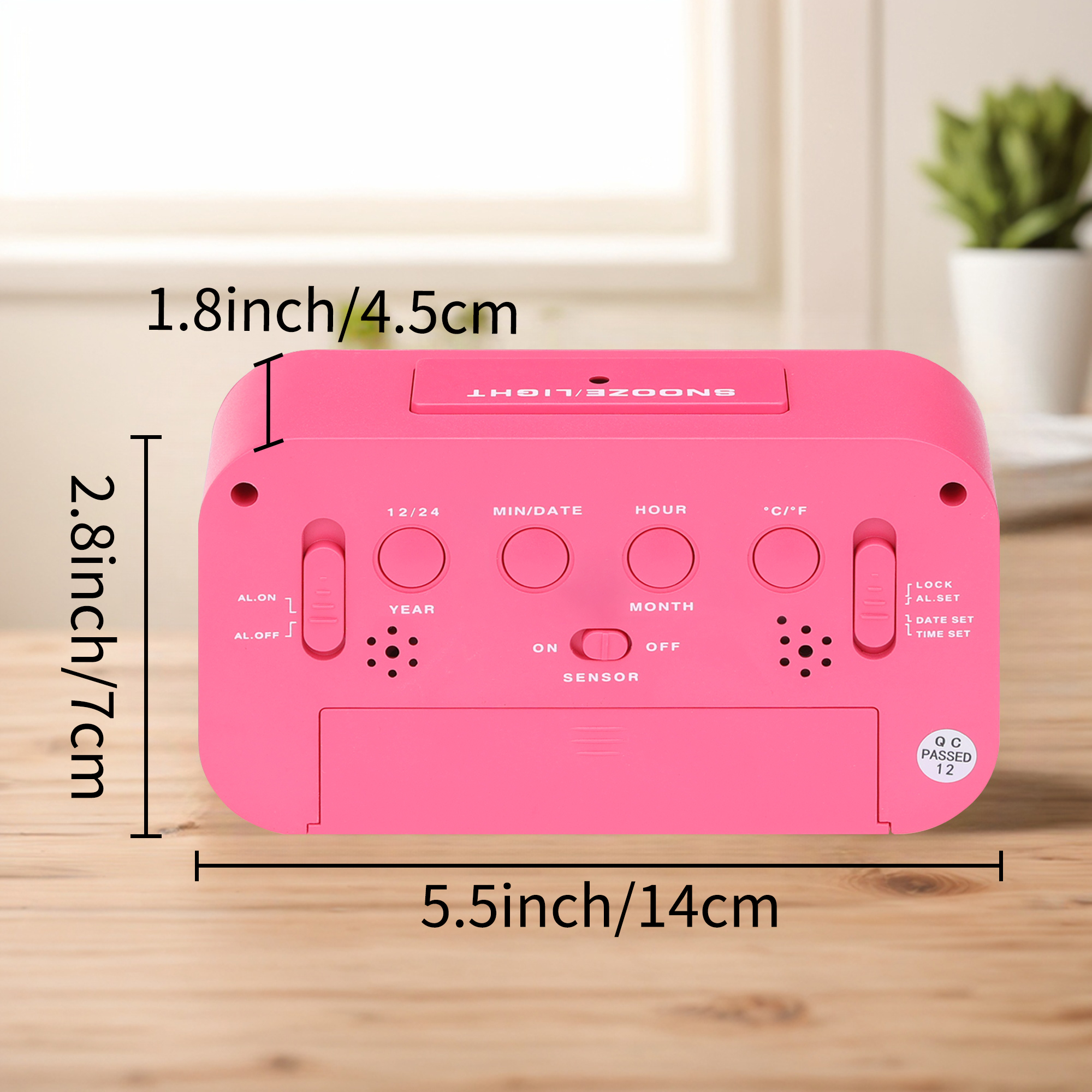 Unique Bargains 2 Pcs Small Digital Alarm Clock 5.5 x 2.8 x 1.8 in Red/Blue