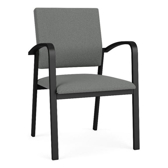 Newport Reception Waiting 18.5" Guest Chair / Black Steel / Light Gray