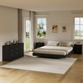 thumbnail image 3 of ASTUVIA 4-Piece Bedroom Set for Adult, Fluted King Floating LED Bed Frame with 2 Nightstands and Fluted 9 Drawer Dressers,Black, 3 of 10