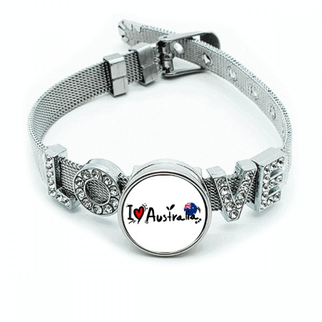 I Love Australia palabra bandera amor corazón ilustración Pulsera pulsera pulsera de cristal amor pulsera ajustable