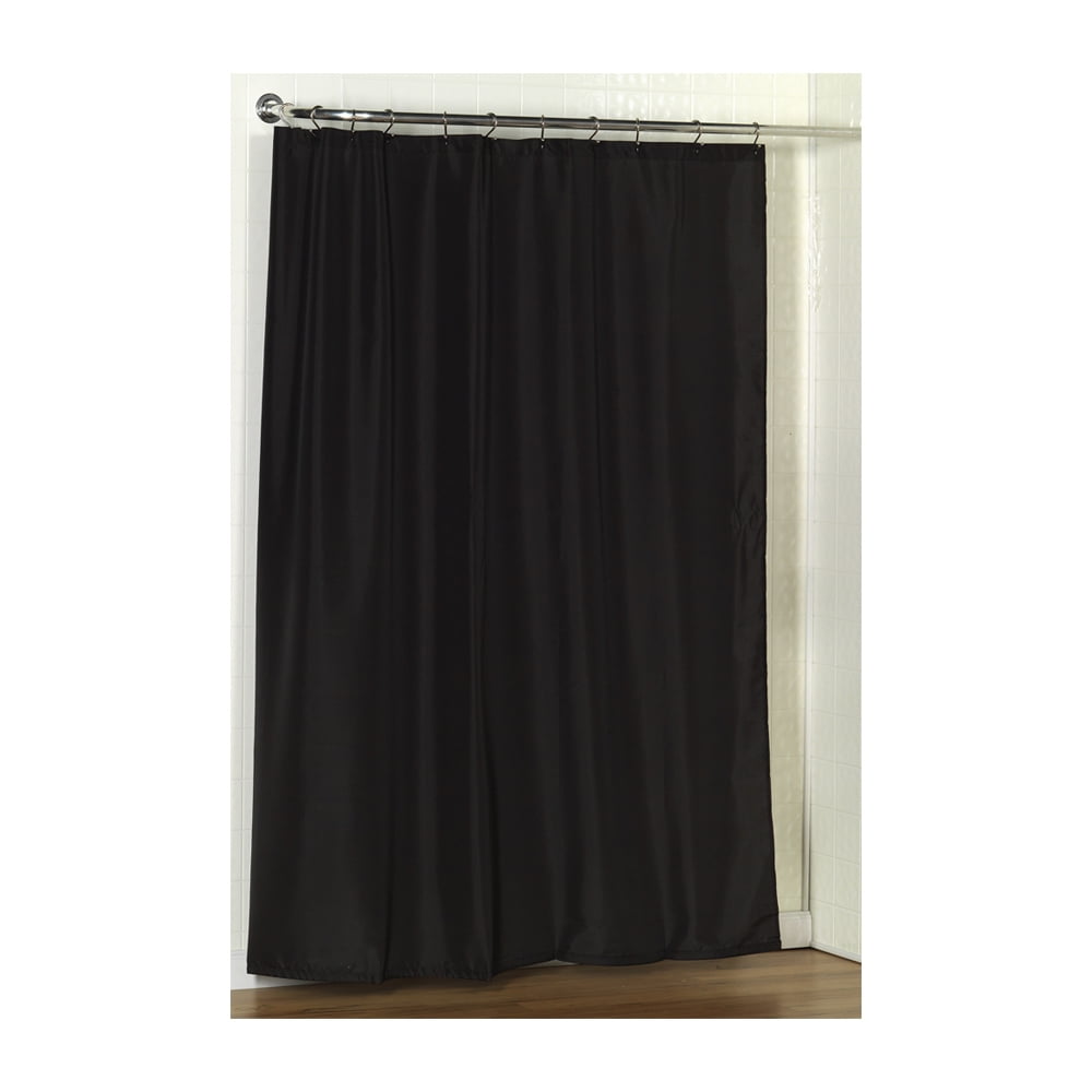 Standard-Sized Polyester Fabric Shower Curtain Liner in Black