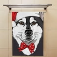 thumbnail image 4 of GZHJMY Fingertip Hand Towels, 2 Pack Pcs Siberian Husky in Santa's Hat with a Tie Absorbent Face Bath Towels for Bathroom Kitchen, 30"x15", 4 of 6