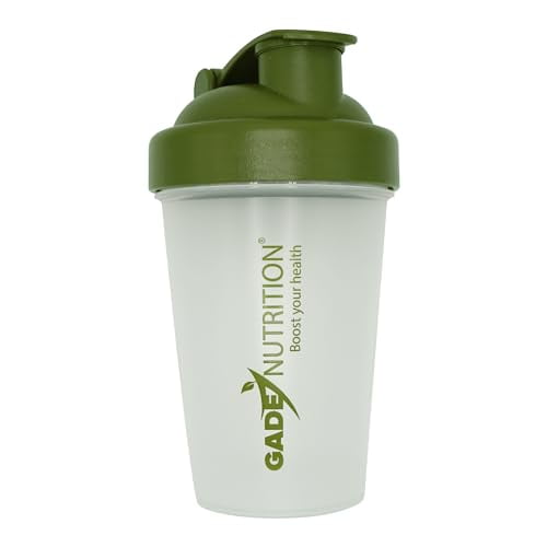 Licuadora de botella mezcladora Gade Nutrition - 16 oz - 400 ml | Sin BPA y sin ftalatos | Taza de la coctelera de la bebida de la proteína del entrenamiento previo, tapa a prueba de fugas