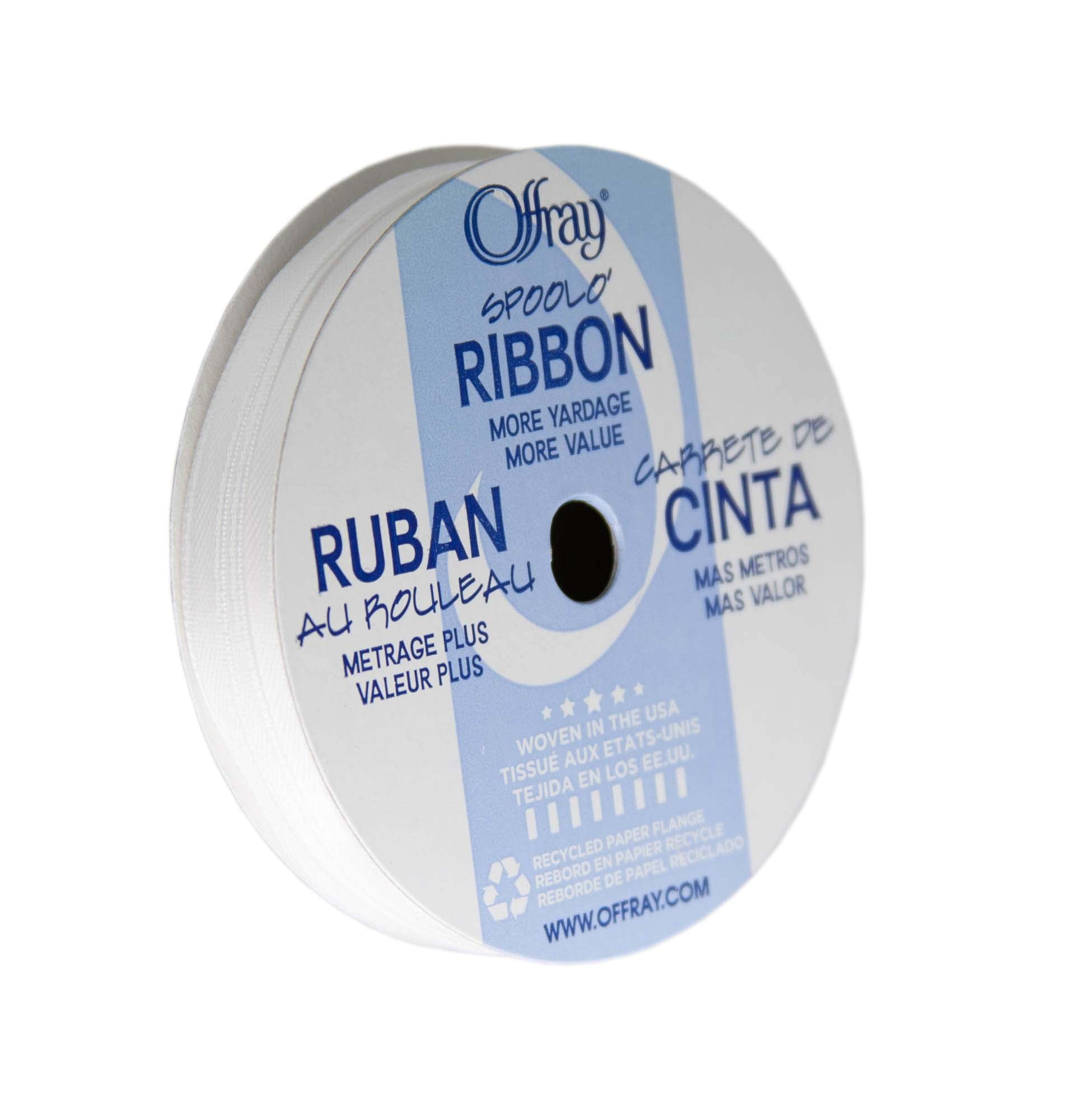 Offray Ribbon, White 1/4 inch Double Faced Satin Polyester Ribbon for Sewing, Crafts, and Gifting, 10 yards