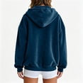 thumbnail image 5 of WULMLEO Womens Velour Zip Up Hoodie Long Sleeve Fall Oversized Hooded Sweatshirt Y2K Jacket 2026 Soft Warm Fashion Sweaters with Pockets Royal Blue 2XL, 5 of 9