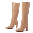 thumbnail image 7 of Leozcaa Knee High Boots Chunky Heel Wide Calf Boots for Women Pointed Toe Zipper Block Heel Dress Booties, 7 of 7