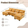 thumbnail image 2 of 108" Modular Sectional Sofa, Chenille U Shaped Cloud Couch with Double-Layer Cushions, Chaise Lounges and Side Pockets for Living Room, Mustard Yellow, 2 of 7