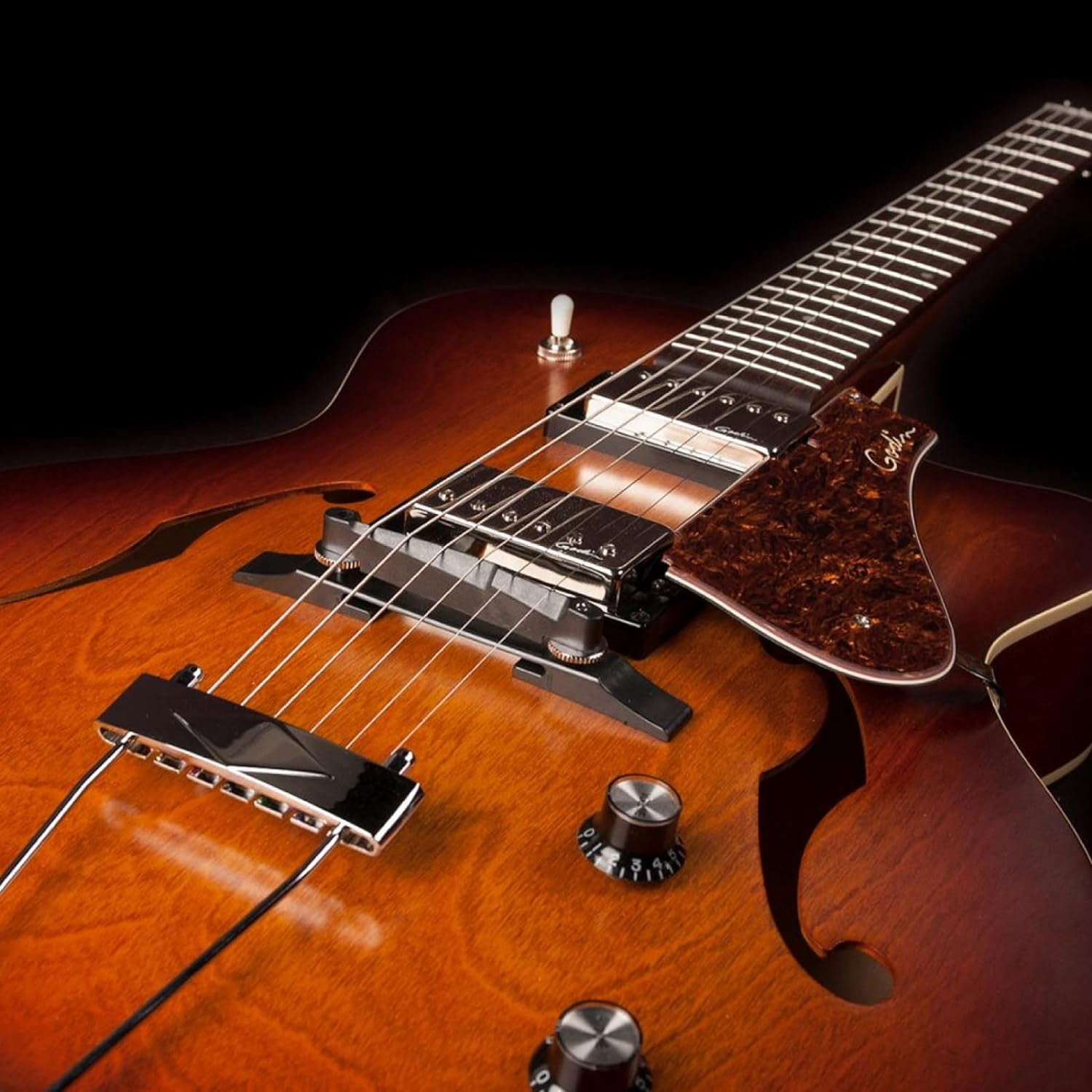 Godin 5th Avenue CW Kingpin II HB Cognac Burst Finish Arch Top Electric Guitar