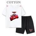 thumbnail image 5 of Conjunto de camiseta y pantalones cortos de verano para niños, camiseta de algodón de manga corta con dibujos de coches y pantalones, conjunto de 2 piezas, ropa para niñas y niños, conjunto para bebés, 5 of 5
