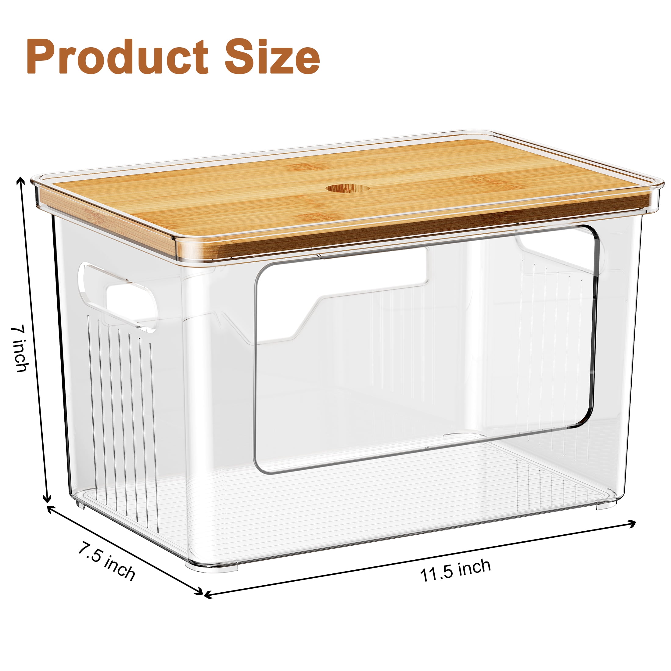 Hnrifc 2 Pack Stackable Storage with Bamboo Top for Laundry Room Organization, Extra Large Trash Bag/Garbage Bag Dispenser, Under Sink Organizer, Pantry Organizers