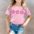 thumbnail image 2 of MEZZALL T-Shirt pour Filles Tout-Petits Imprimé Floral Col Rond Manches Courtes T-Shirt Décontracté Tops Adorables, 6-7 Ans, 2 of 5