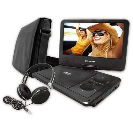 Sylvania SDVD9060 9" Swivel Screen Portable DVD Player with Deluxe Carry Bag and Matching Headphones (Multiple Colors)