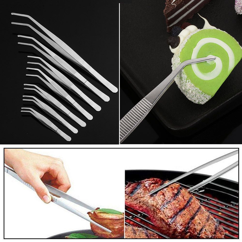 BK6H Kitchen Tool Chef Serving Presentation BBQ Clip Stainless Steel  Barbecue Tongs Food Tweezer