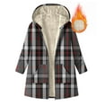 thumbnail image 6 of FDGIU Women's Plaid Flannel Sherpa Lined Hooded Shacket - Warm Jacket for Casual Outdoor Activities, 6 of 7
